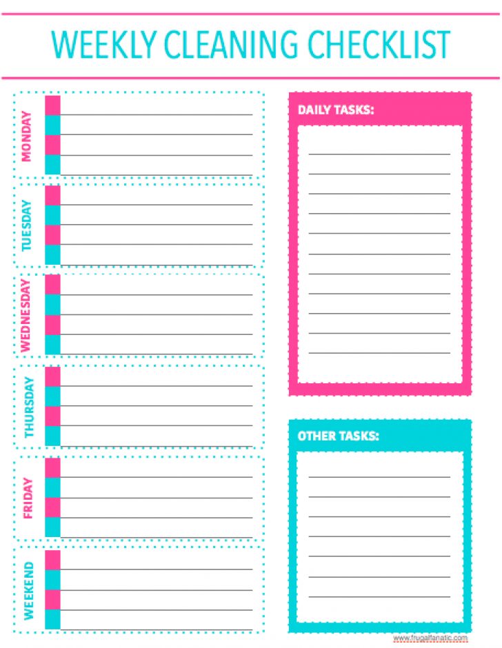 Free Printable Weekly Cleaning Checklist Sarah Titus Free Printable Checklist Free Printable