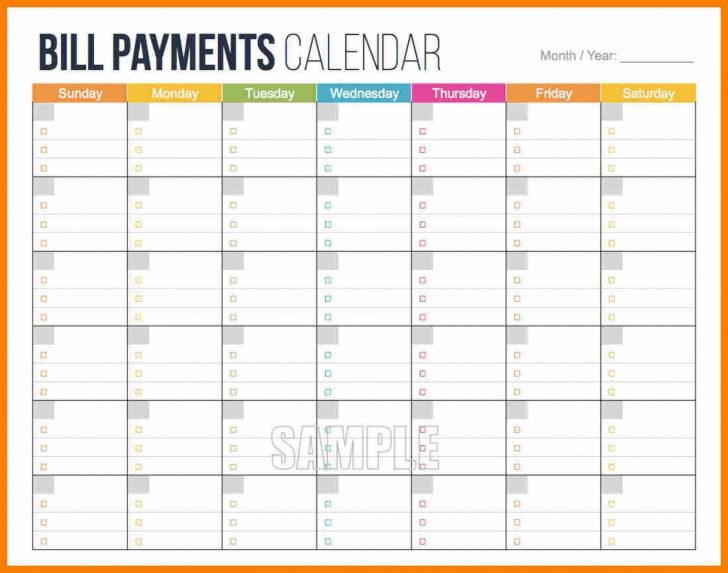 Free Printable Bill Payment Schedule