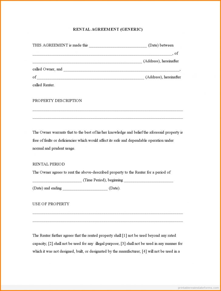 Free Printable Rental Agreement