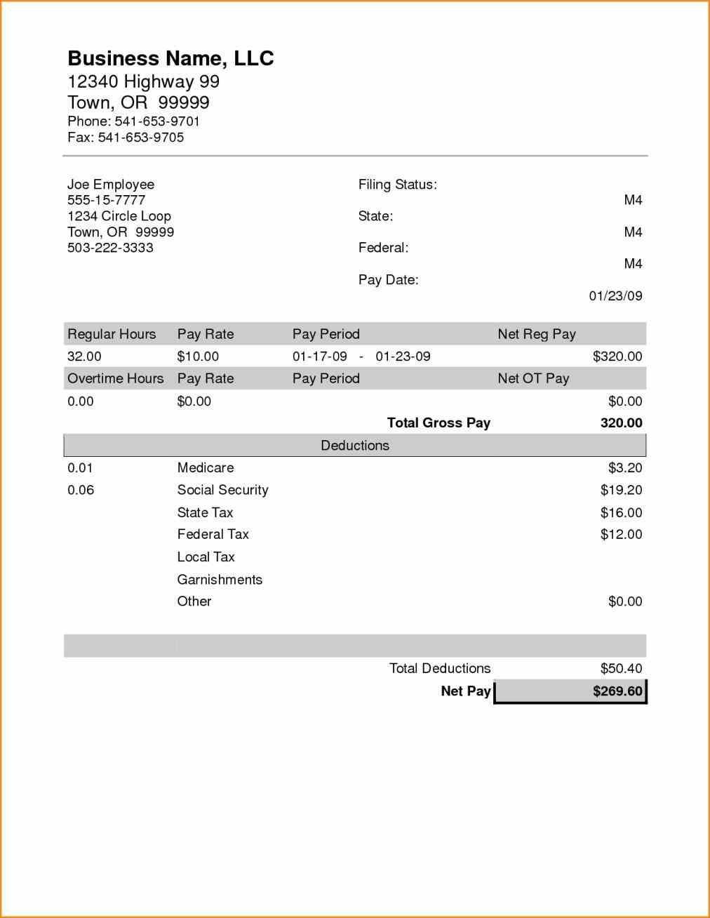 Free Printable Paycheck Stub Form Printable Forms Free Online