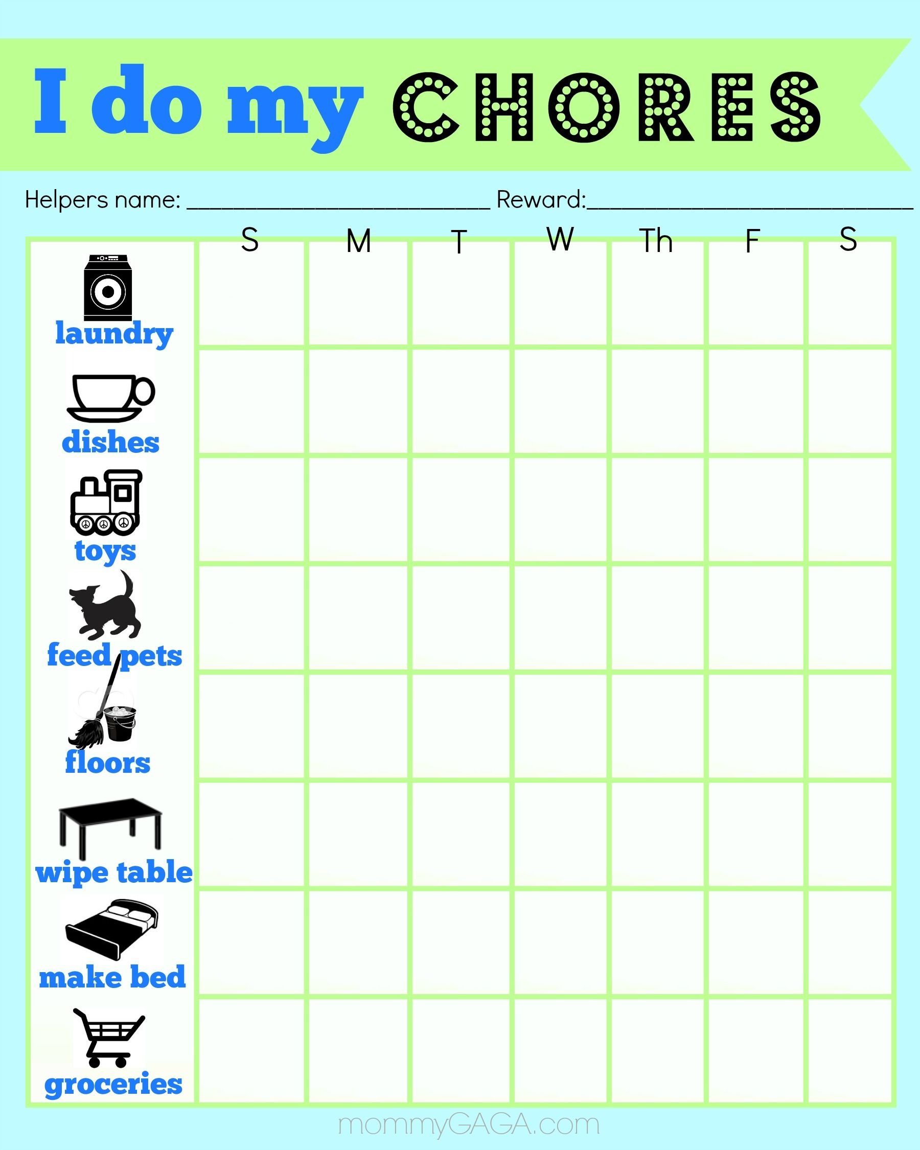 Daily Chore Chart For Kids