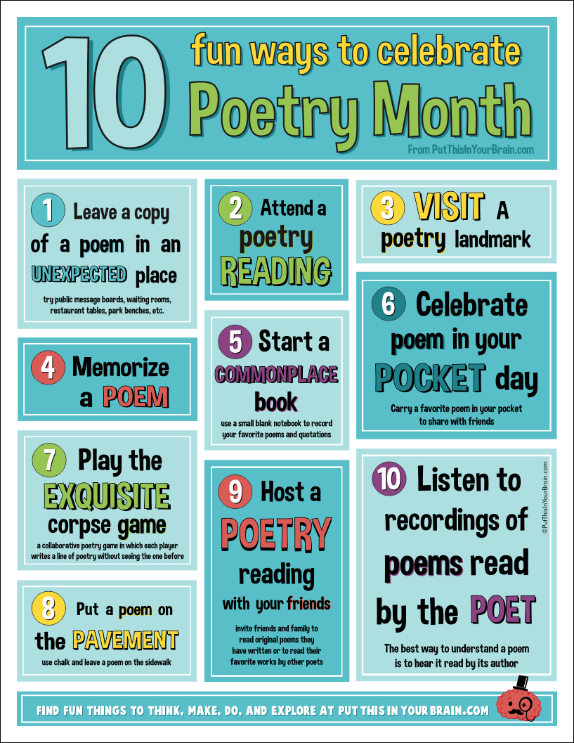 10 Fun Ways To Celebrate Poetry Month! - Put This In Your Brain - Free Printable Poetry Posters