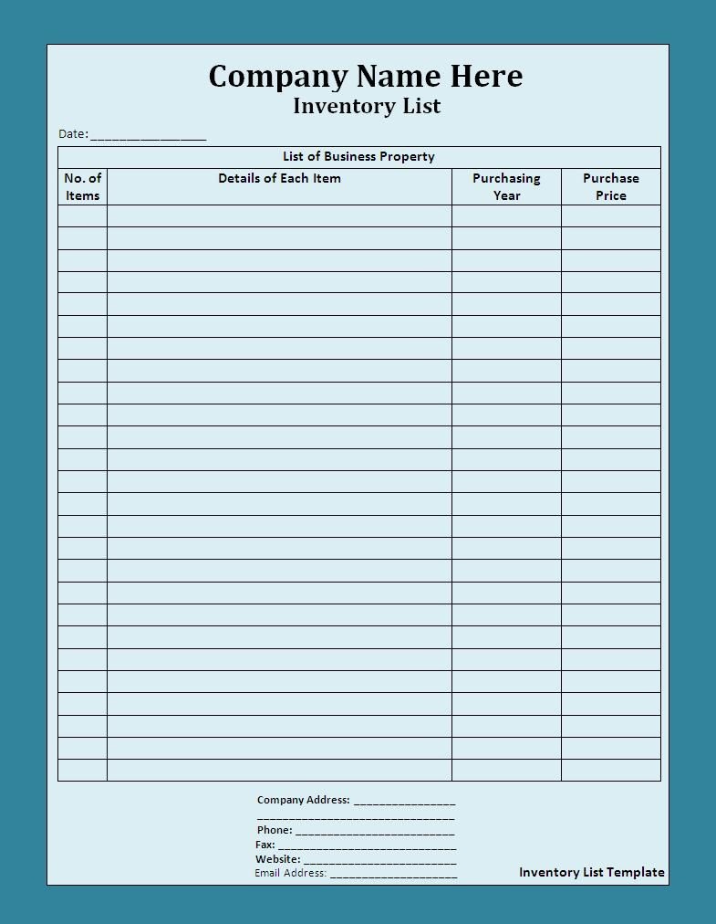 10+ Inventory List Templates | Free Printable Word, Excel &amp; Pdf - Free Printable Inventory Sheets Business