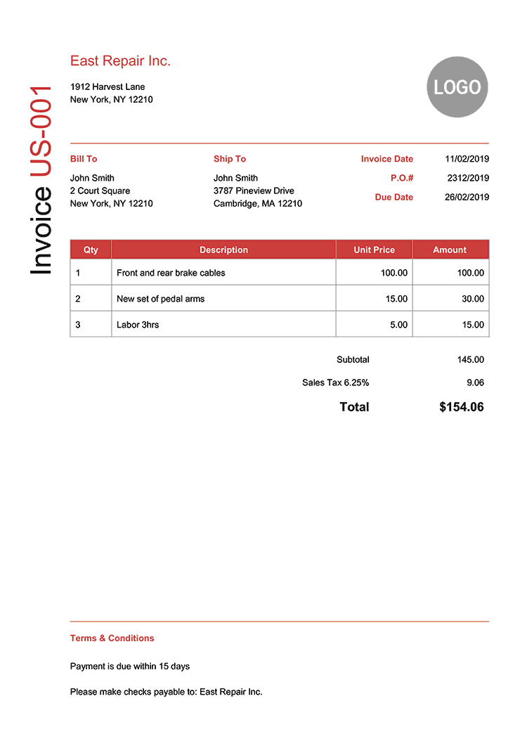 100 Free Invoice Templates | Print &amp;amp; Email As Pdf | Fast &amp;amp; Secure - Free Printable Work Invoices