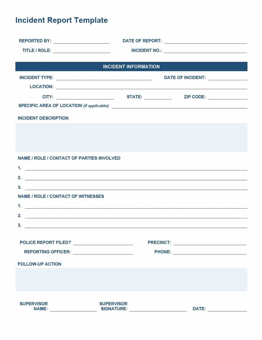 20+ Police Report Template &amp;amp; Examples [Fake / Real] ᐅ Template Lab - Free Printable Incident Report Form