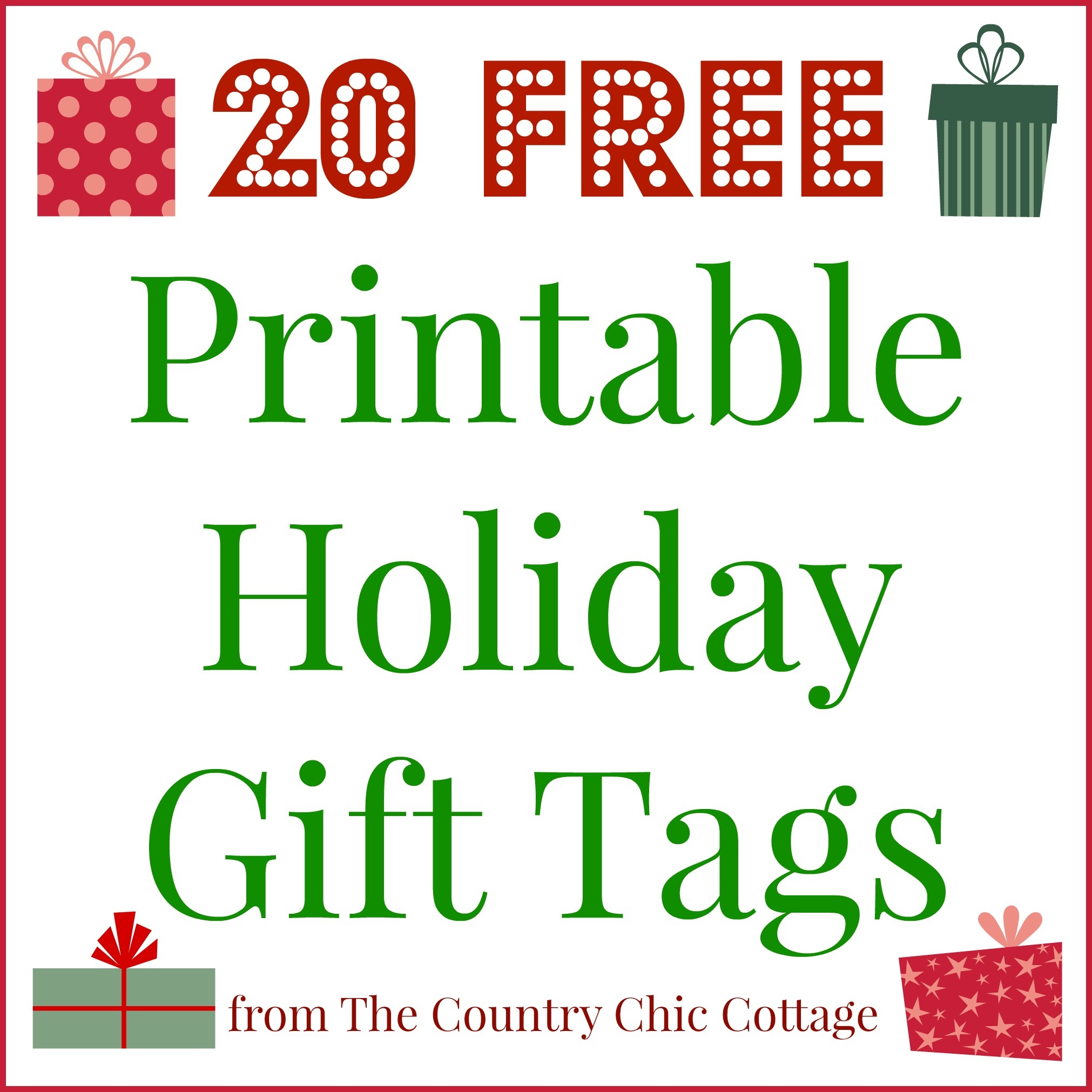 20 Printable Holiday Gift Tags (For Free!!) - The Country Chic Cottage - Free Printable Holiday Gift Labels