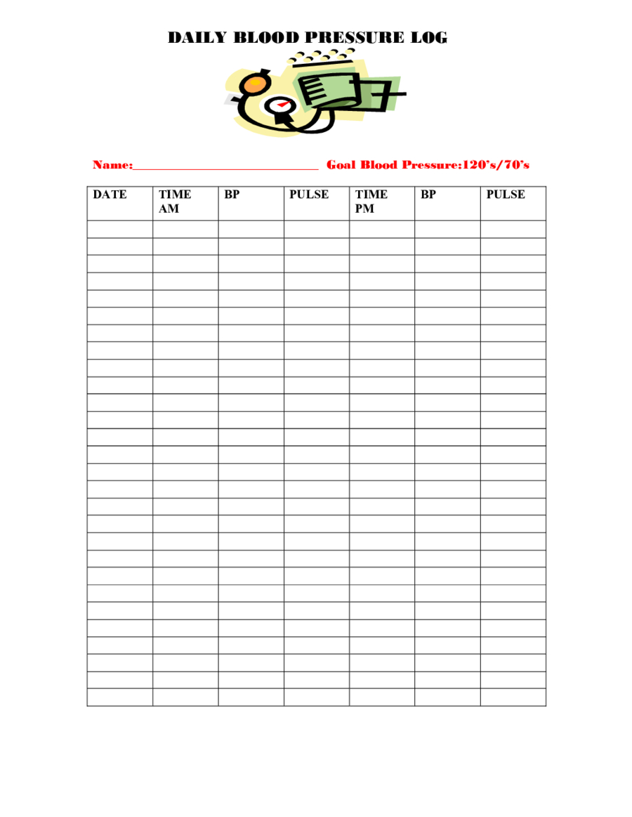 blood pressure recording chart printable