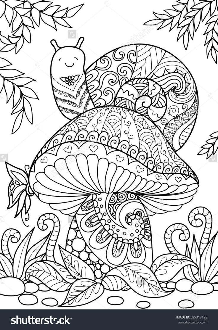 204 Best Adult Colouring Mushrooms Toadstools Zentangles New - Free Printable Mushroom Coloring Pages