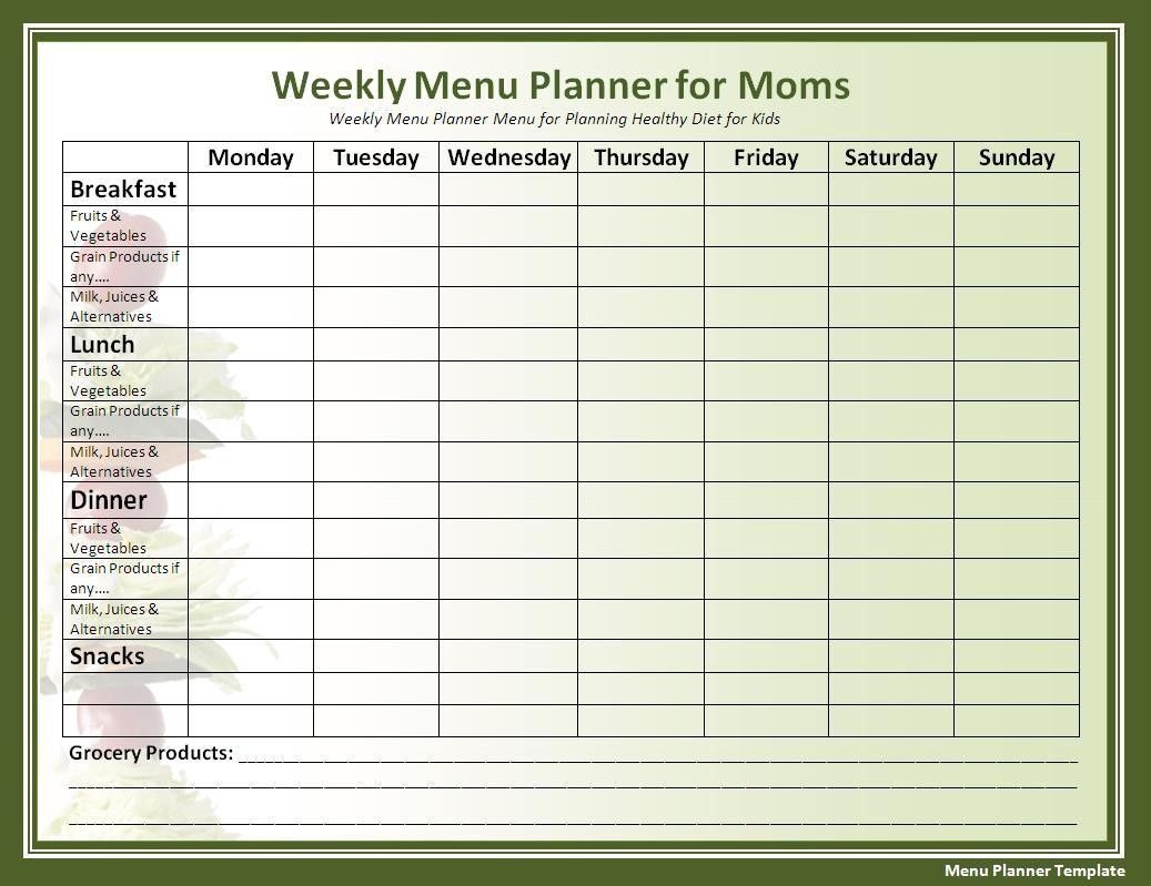 22 Daily Task List Template | Ziel Templates | Meal Planning | Menu - Menu Template Free Printable Word