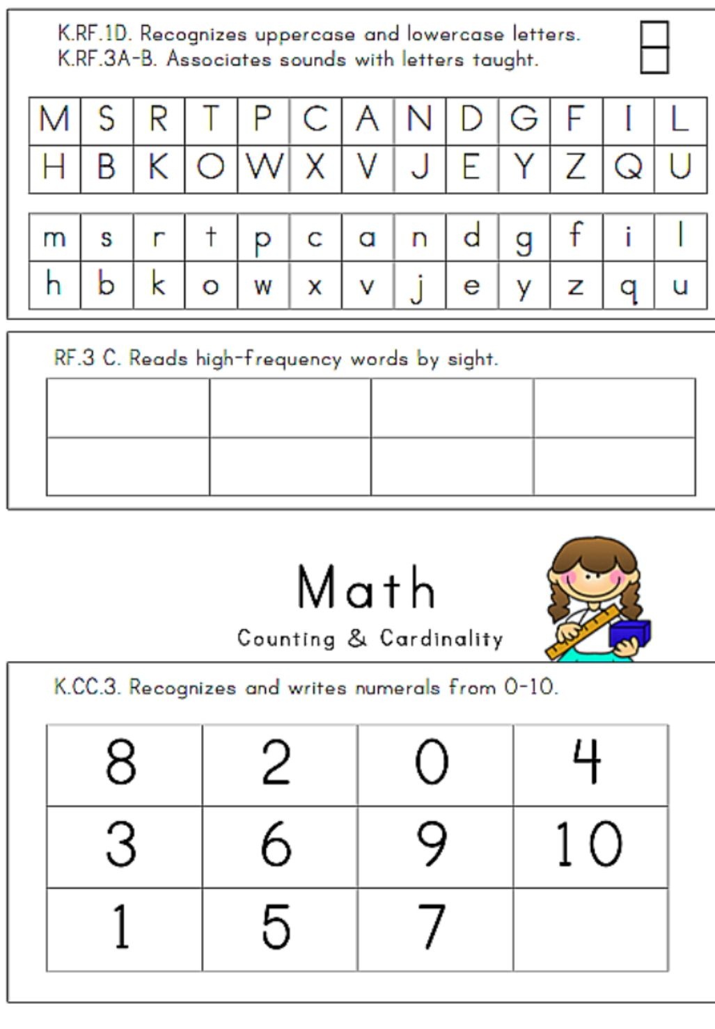 Kindergarten Math Papers