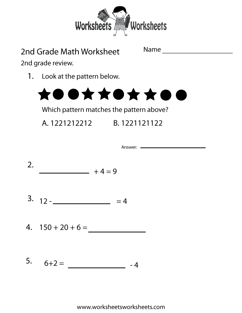 2Nd Grade Math Review Worksheet - Free Printable Educational - Year 2 Free Printable Worksheets