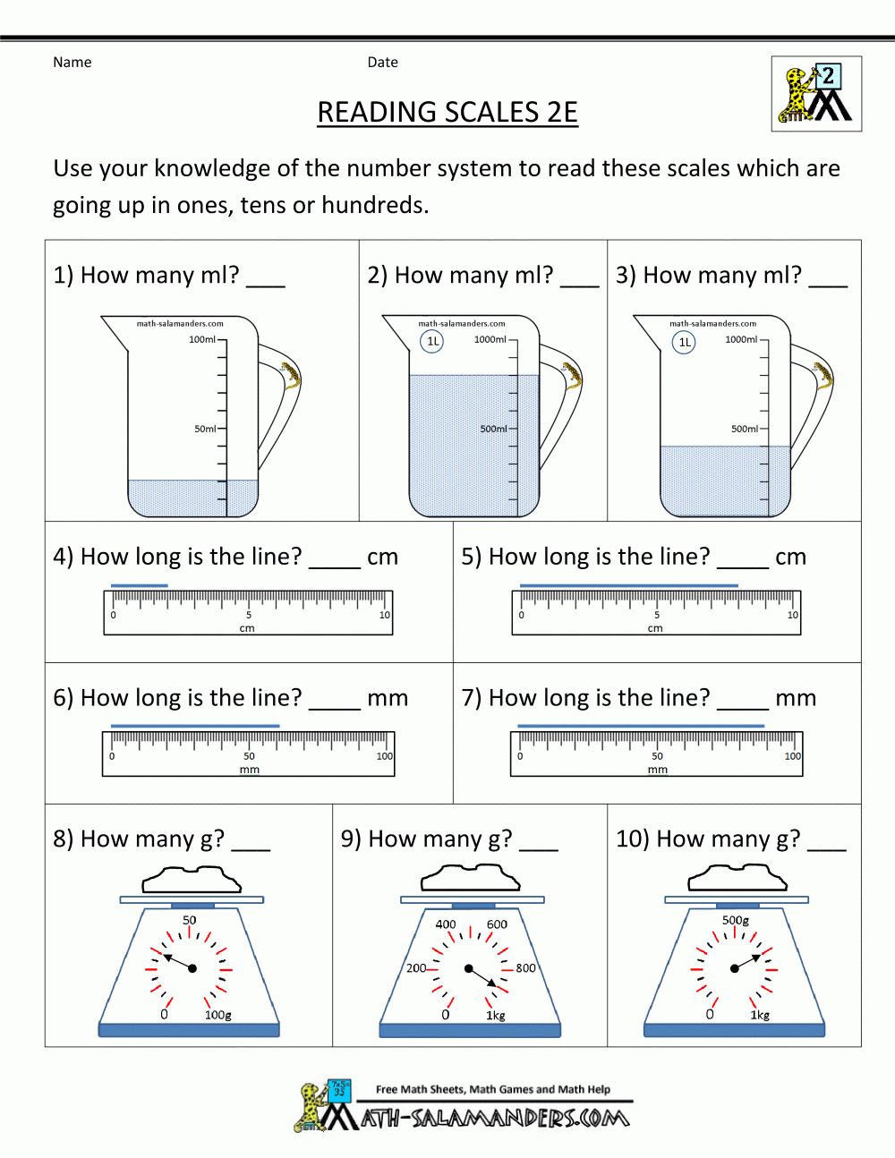 Measure Worksheets