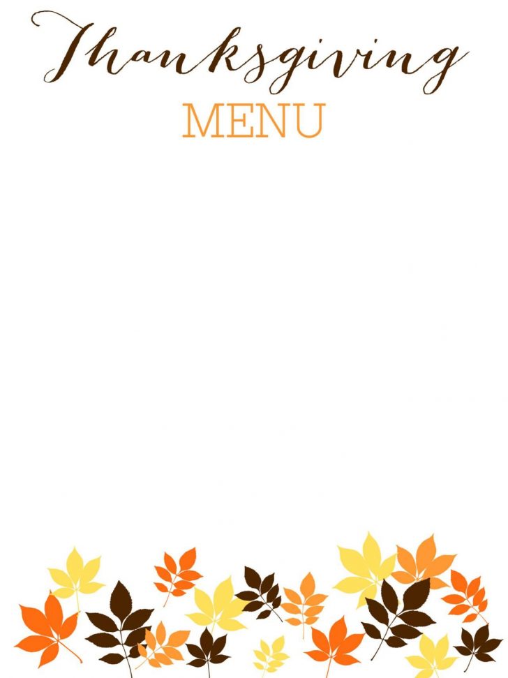 Free Printable Thanksgiving Menu Template