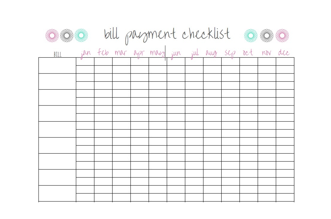 32 Free Bill Pay Checklists &amp; Bill Calendars (Pdf, Word &amp; Excel) - Free Printable Bill Payment Checklist