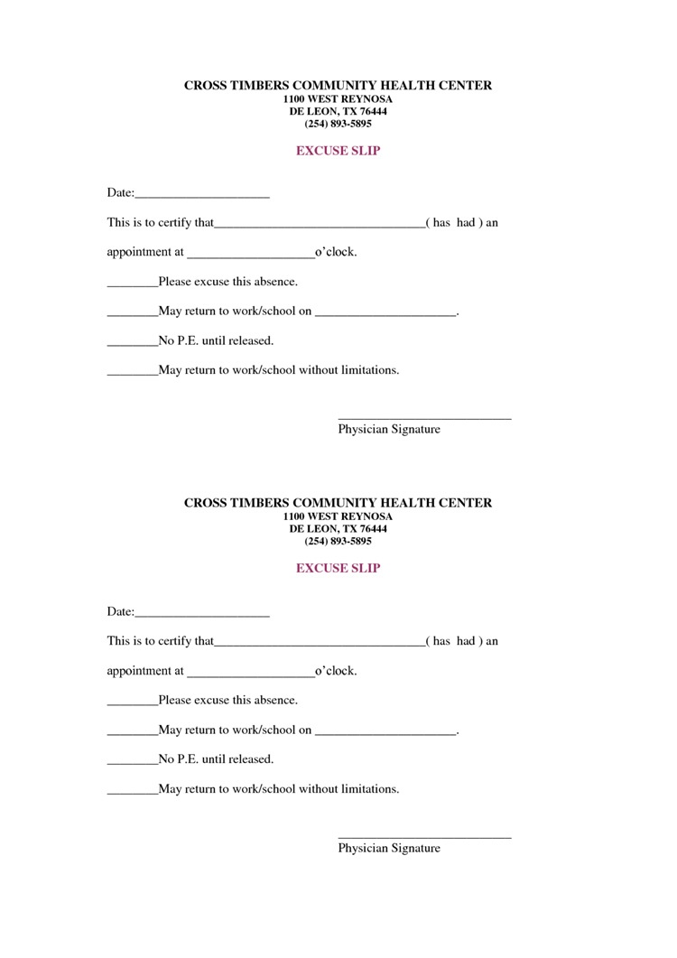 36 Free Fill In Blank Doctors Note Templates For Work School Free Printable Doctor Excuse