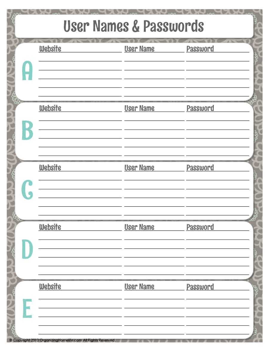 Day 6 Password Keeper I Heart Planners Free Printable Password Keeper Free Printable