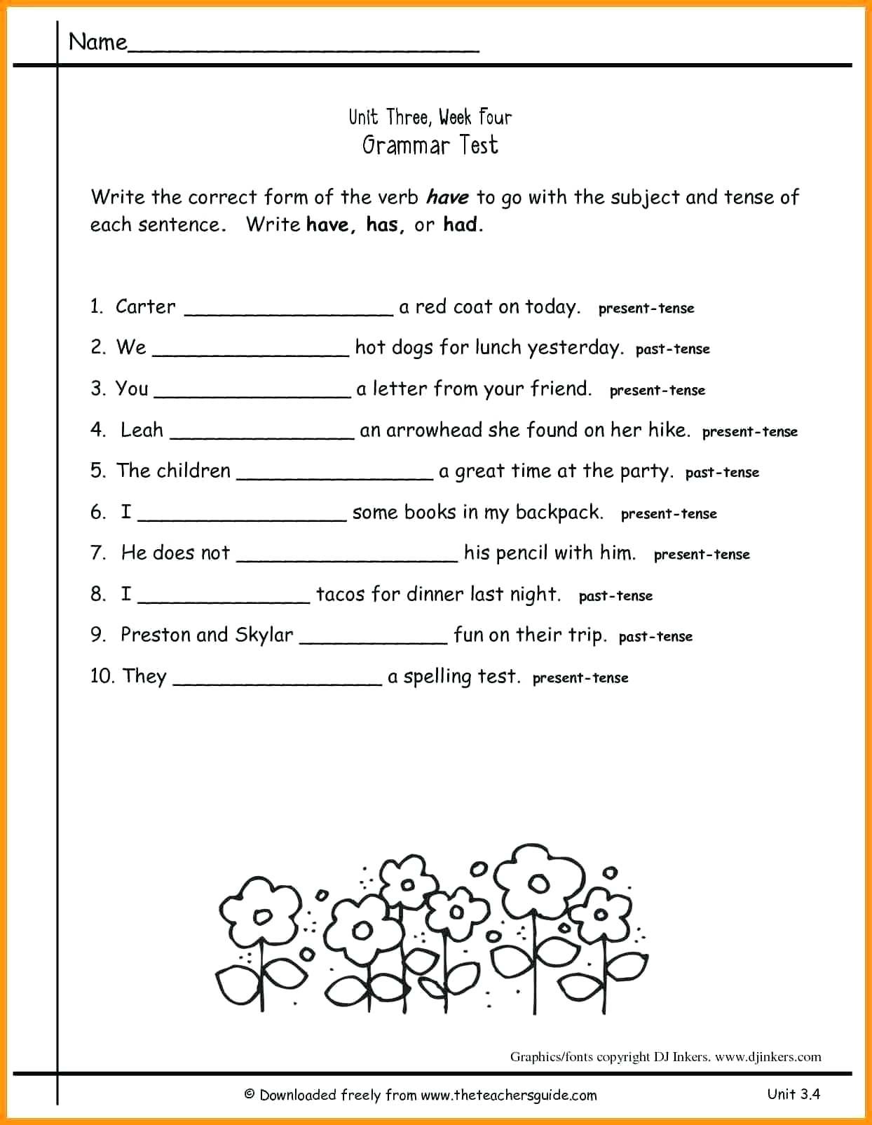 3Rd Grade English Worksheets Grade Worksheets Fresh Free Printable - Free Printable Third Grade Grammar Worksheets