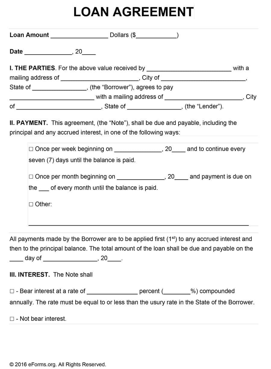 40+ Free Loan Agreement Templates [Word &amp; Pdf] ᐅ Template Lab - Free Printable Loan Agreement Form