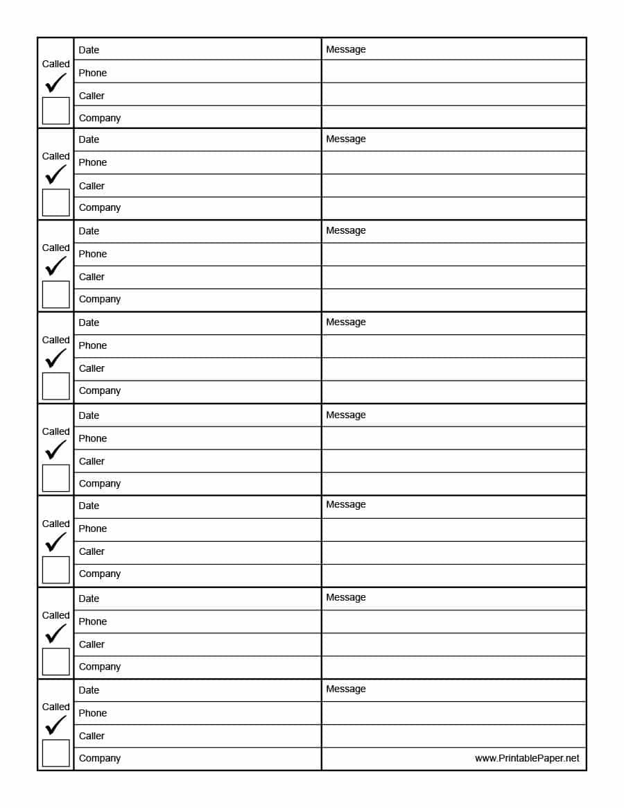 40+ Printable Call Log Templates In Microsoft Word And Excel - Free Printable Message Sheets