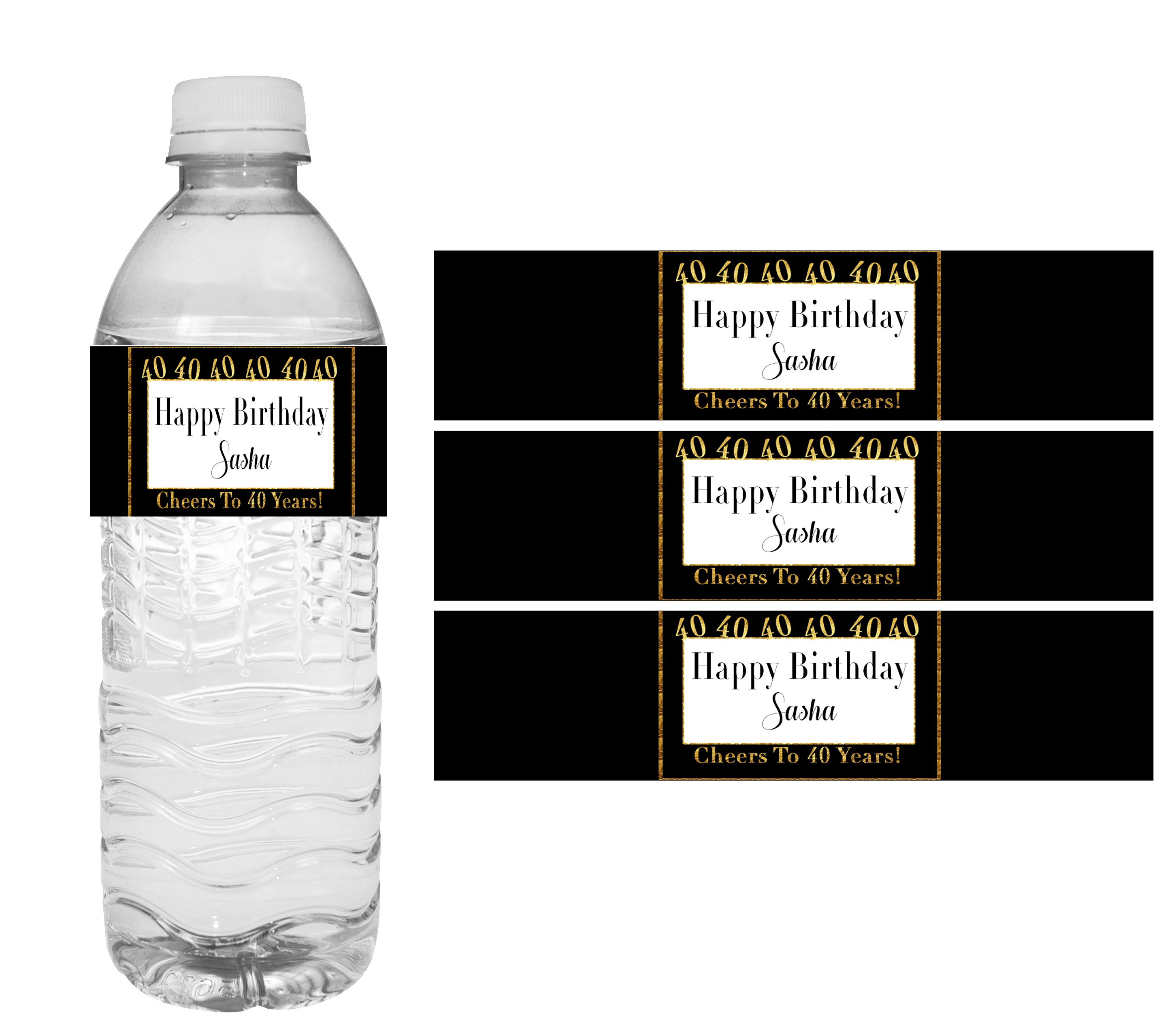 40Th Birthday Party Decorations- Diy Printable Water Bottle Labels - Free Printable Water Bottle Labels For Birthday