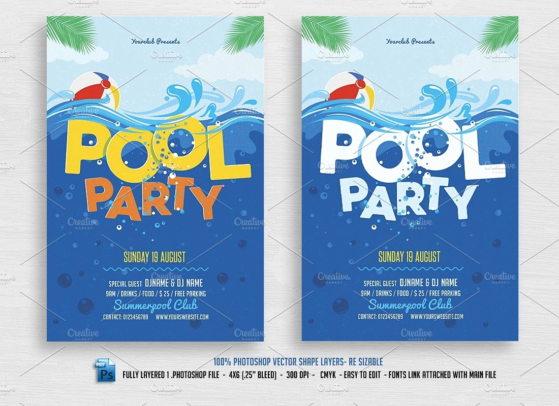 50 Unique Pool Party Flyer | Speak2Net - Pool Party Flyers Free Printable