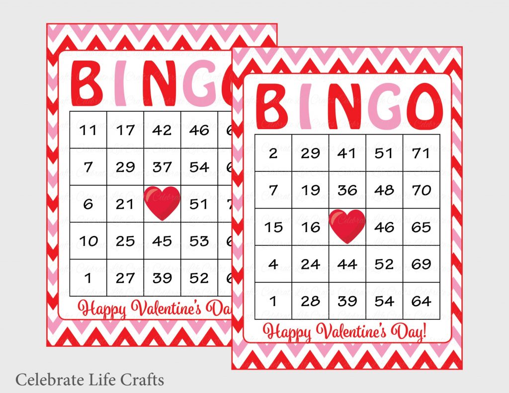 60 Valentines Bingo Cards Printable Valentine Bingo Cards | Etsy - Free ...