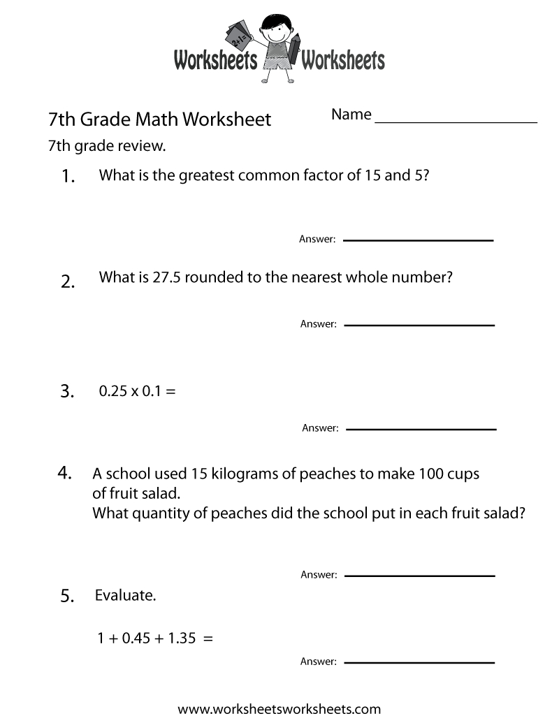 7Th Grade Math Review Worksheet - Free Printable Educational Worksheet - 7Th Grade Worksheets Free Printable