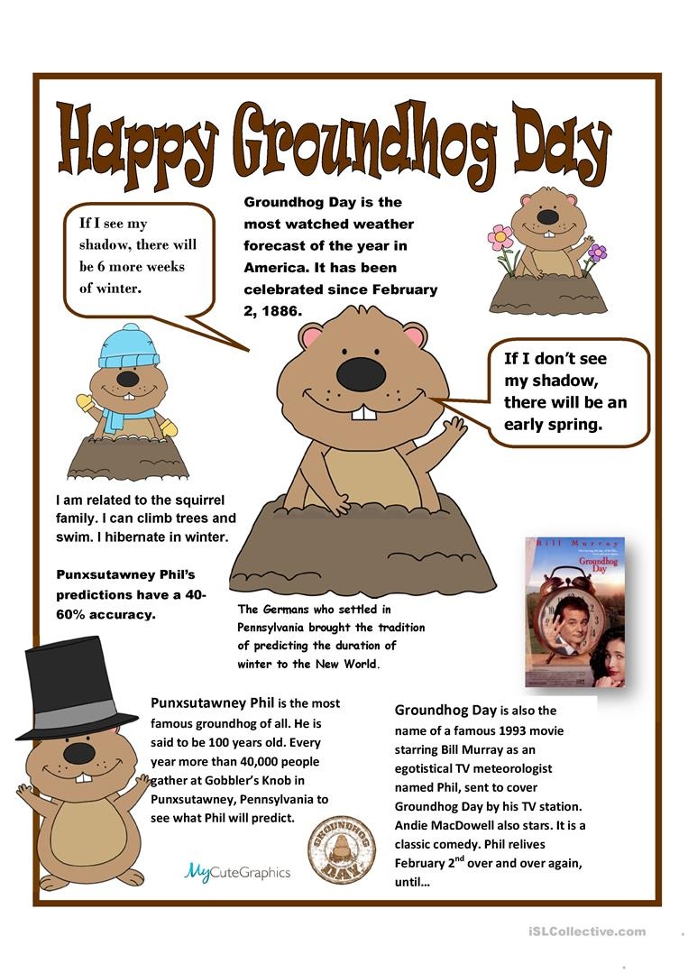 Free Printable Groundhog Day Reading Comprehension Worksheets Free