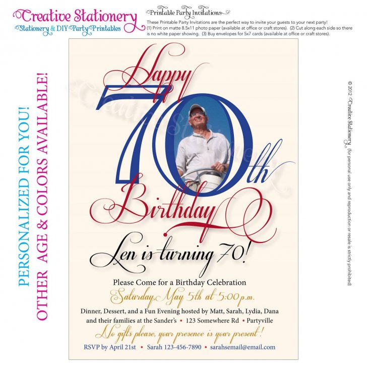 Free Printable 70Th Birthday Party Invitations