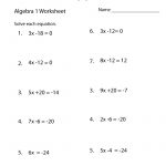 Algebra 1 Practice Worksheet Printable | Algebra Worksheets   Free Printable Algebra Worksheets Grade 6