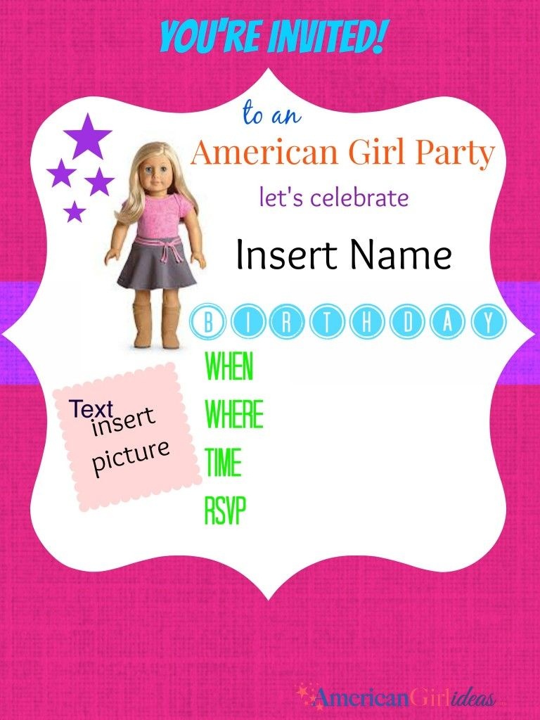 American Girl Birthday Party Invitations: Free Printables | Ag Doll - American Girl Party Invitations Free Printable