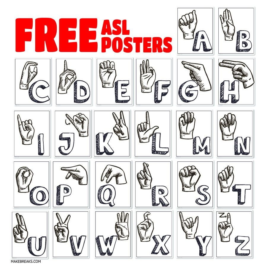 Asl Alphabet And Letter Posters | Classroom Printables | Asl Letters - Sign Language Flash Cards Free Printable