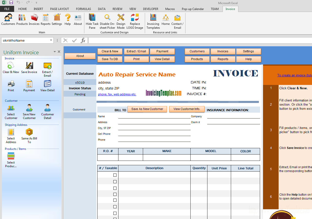 Auto Repair Invoice Template - Free Printable Auto Repair Invoice Template