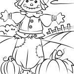 Autumn Scene With Scarecrow Coloring Page | Free Printable Coloring   Free Printable Autumn Coloring Sheets