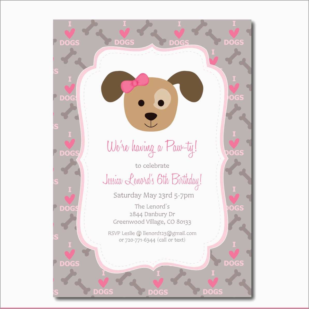 Dog Birthday Invitations Free Printable Free Printable