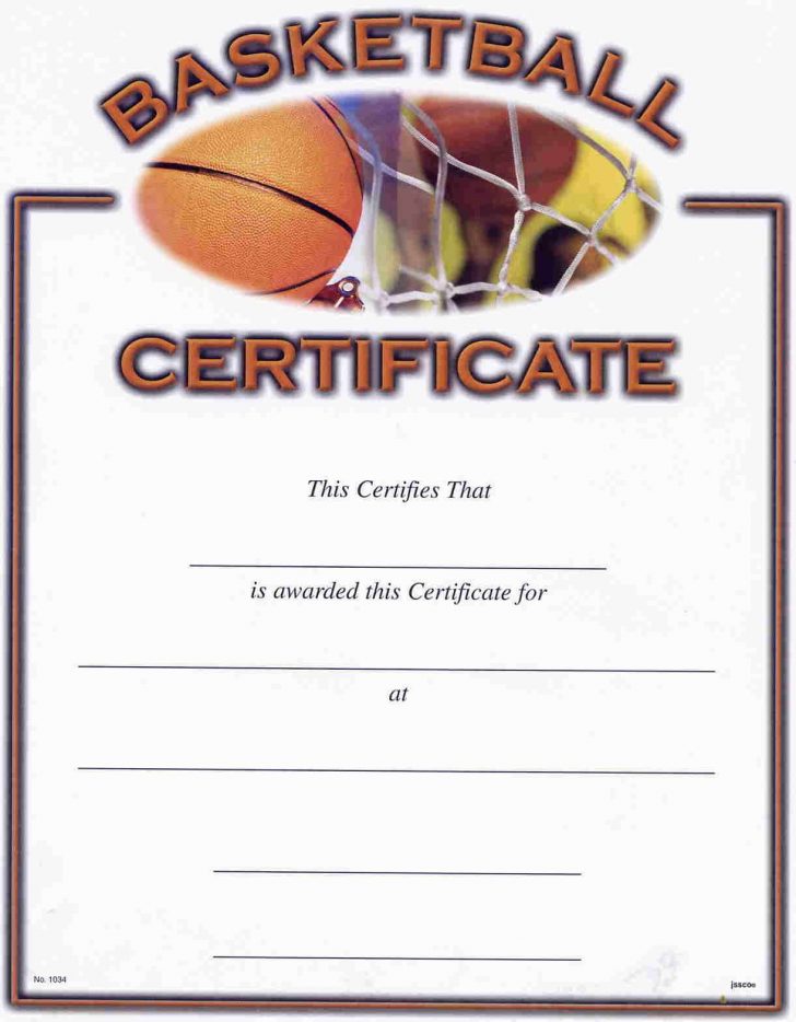 Basketball Participation Certificate Free Printable