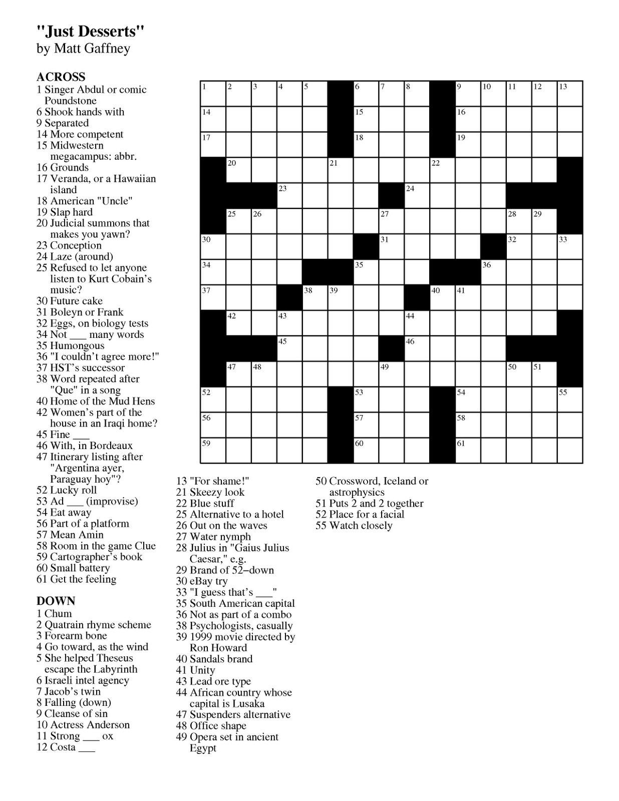 november printable free daily crosswords