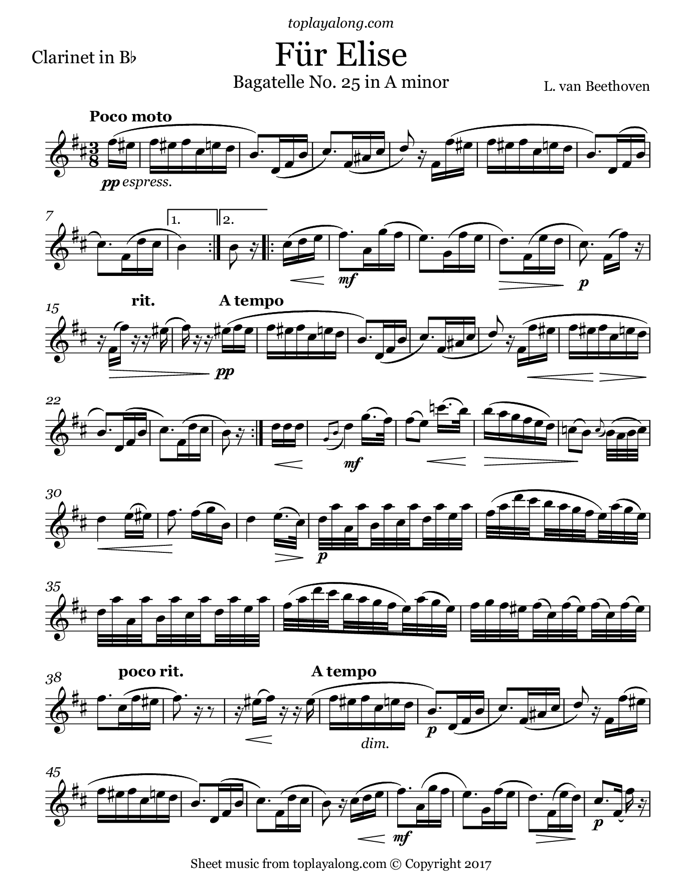 Printable Fur Elise Sheet Music Printable World Holiday