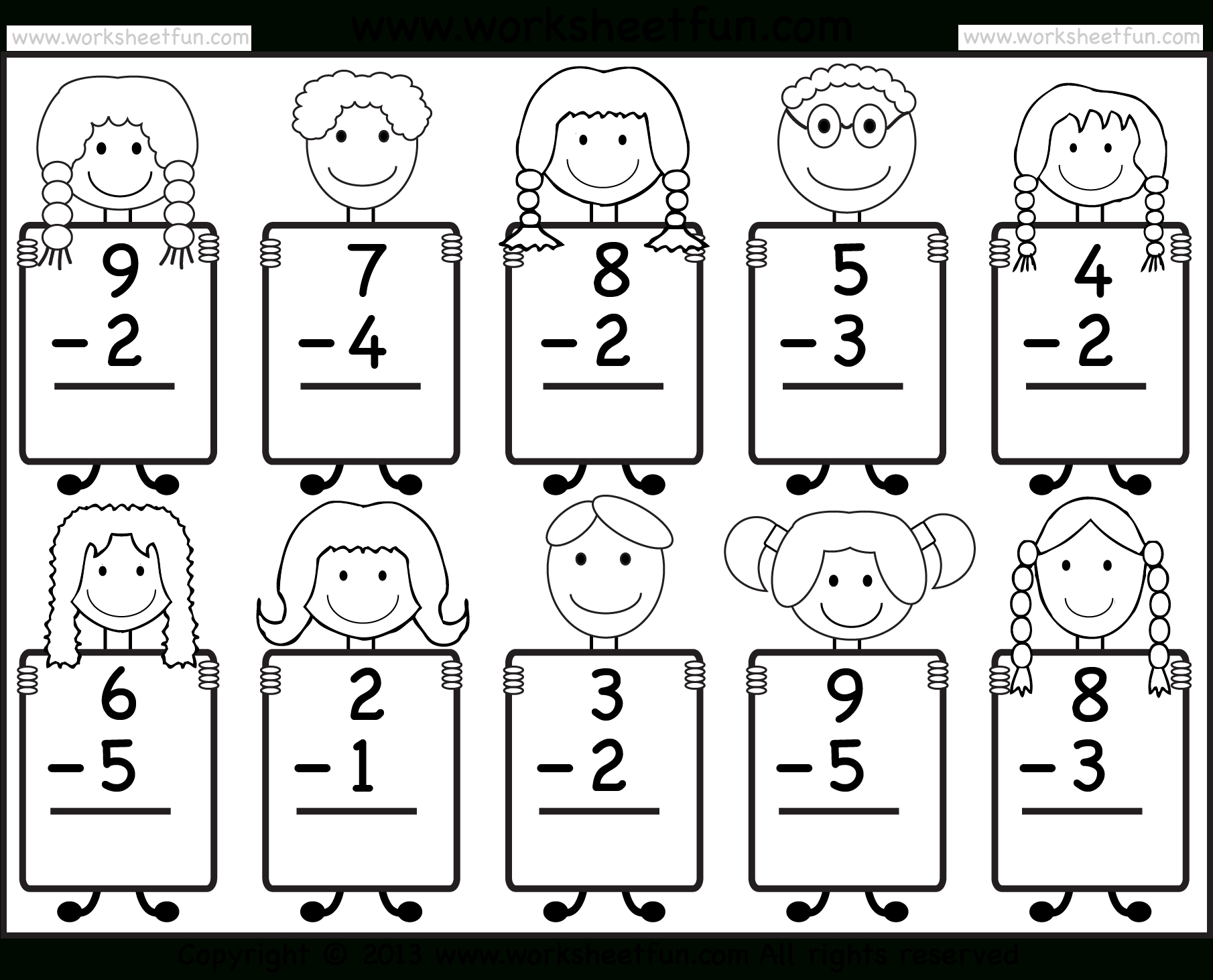 Beginner Subtraction – 10 Kindergarten Subtraction Worksheets / Free - Free Printable Sheets For Kindergarten