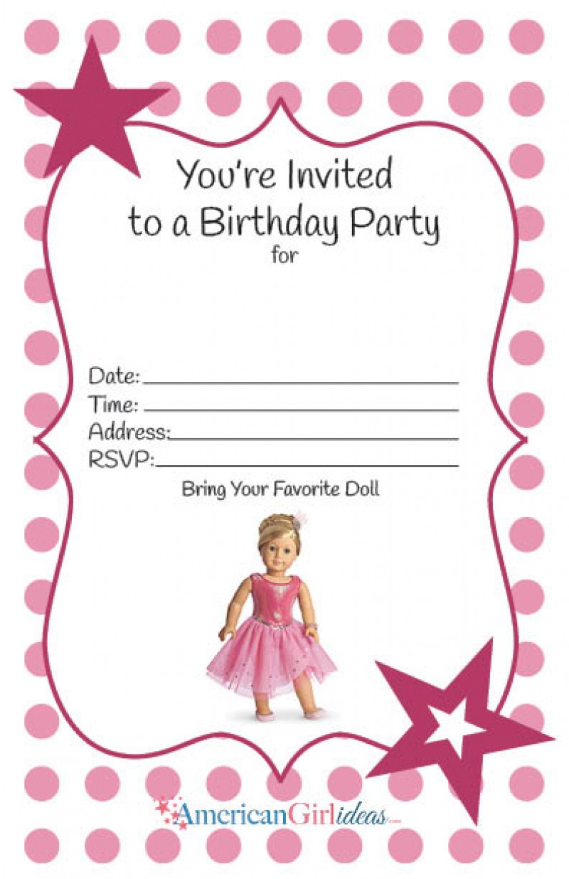 Best 20 Free Printable Birthday Invitations For Girl - Home - American Girl Party Invitations Free Printable