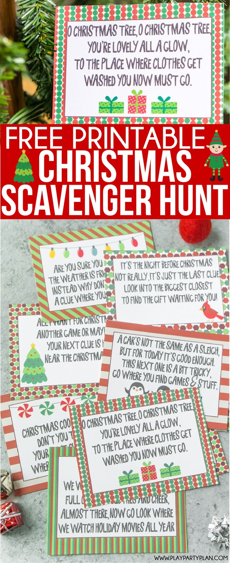Best Ever Christmas Scavenger Hunt - Play Party Plan - Free Printable Christmas Treasure Hunt Clues