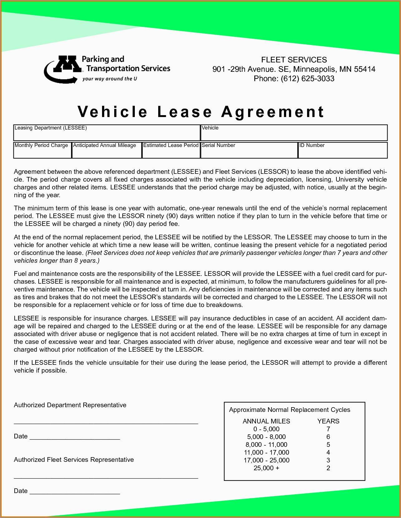 Free Printable Vehicle Lease Agreement | Free Printable