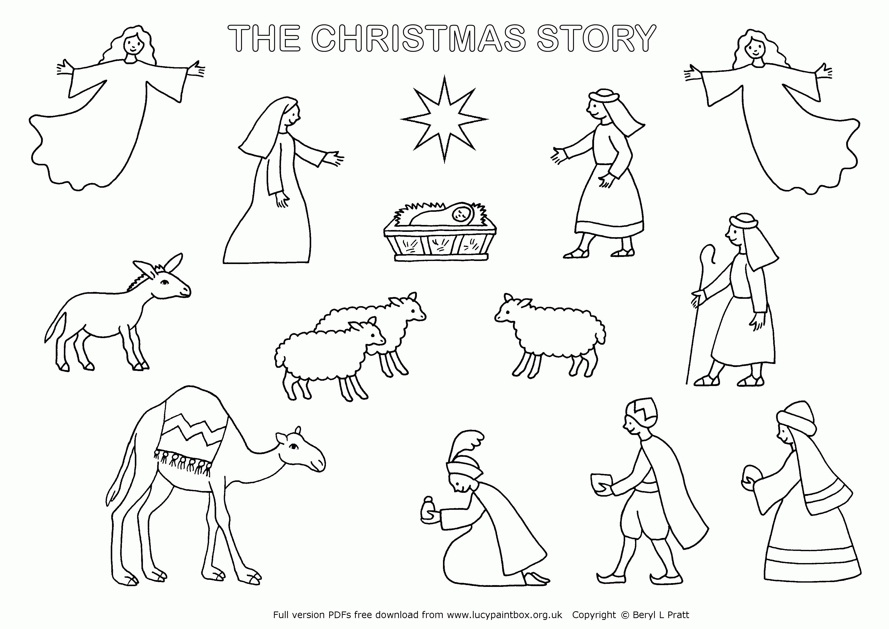 Bible Christmas Story Coloring Pages - Coloring Home - Free Printable Nativity Story