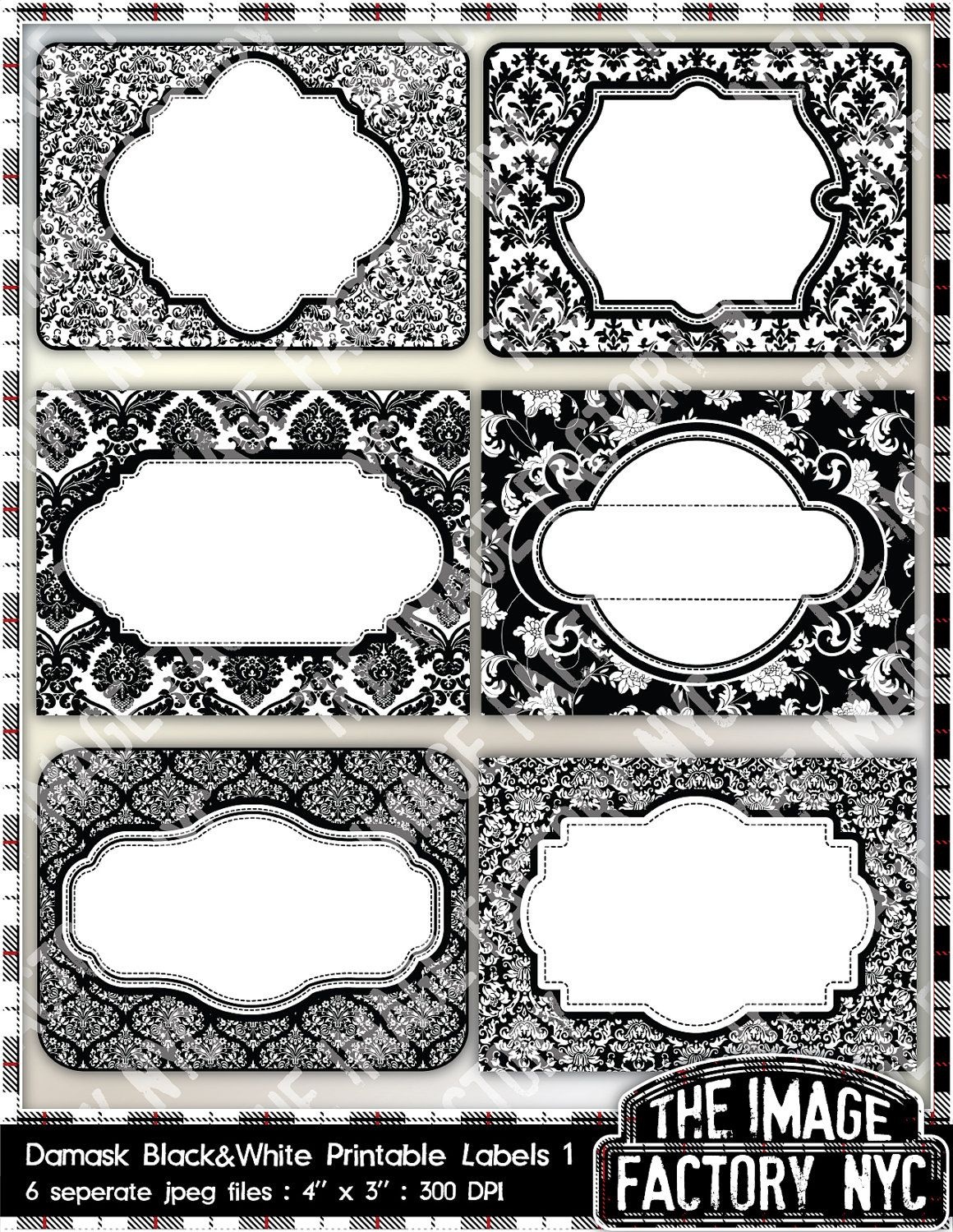 Black And White Damask Printable Labels &amp; Tags, For Gift Tags, Place - Free Printable Damask Place Cards