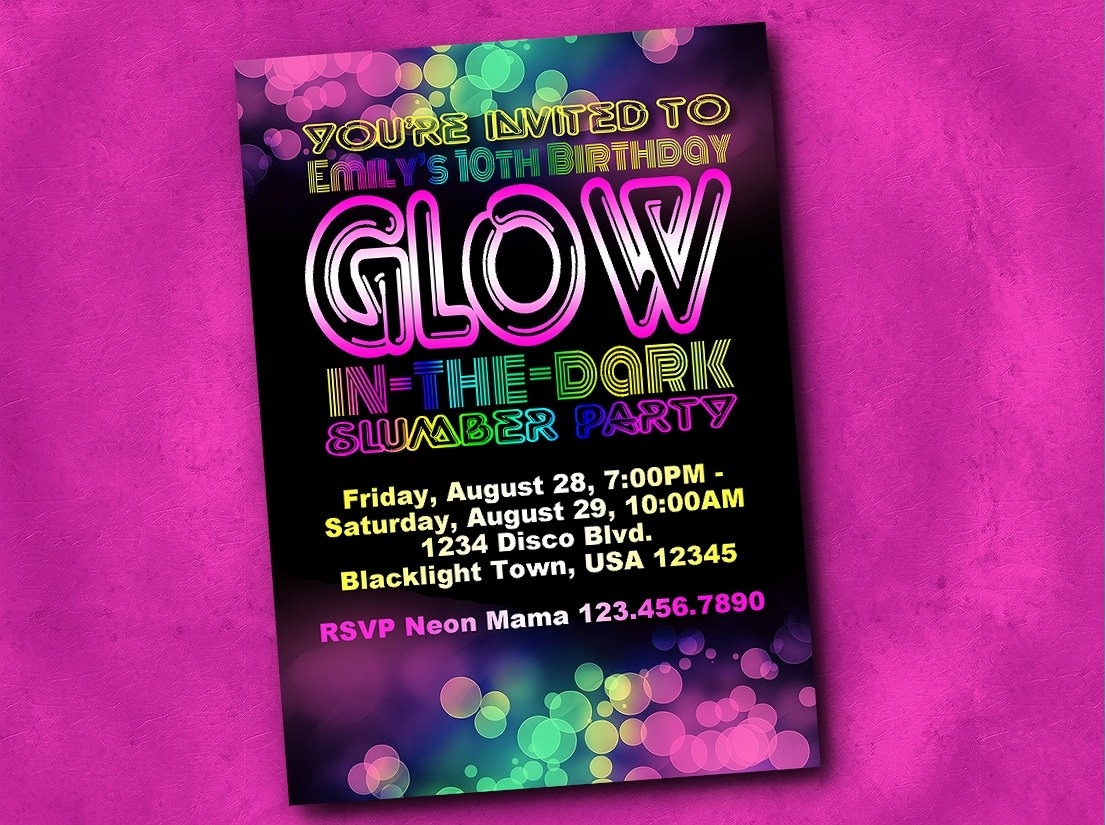 Blacklight Party Invitations - Free Printable Glow In The Dark Birthday Party Invitations