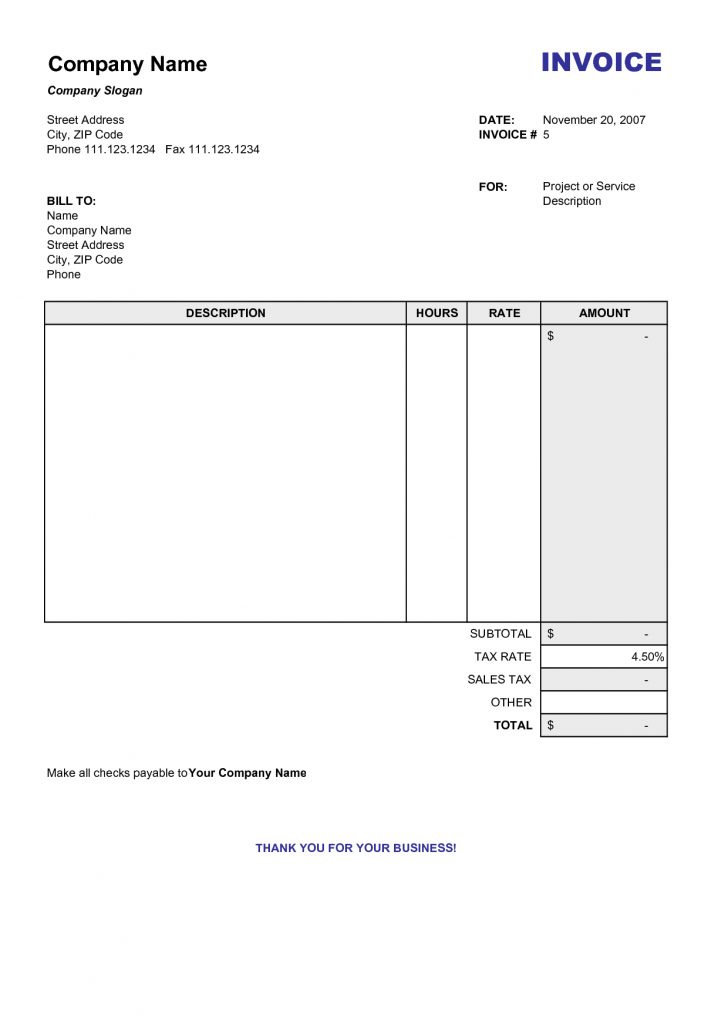 Blank Billing Invoice | Scope Of Work Template | Organization - Free ...