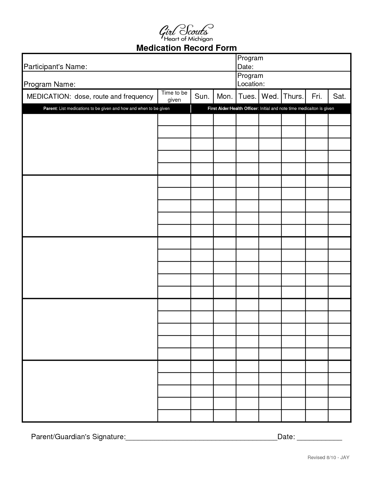 Free Printable Medication Log Sheet Free Printable