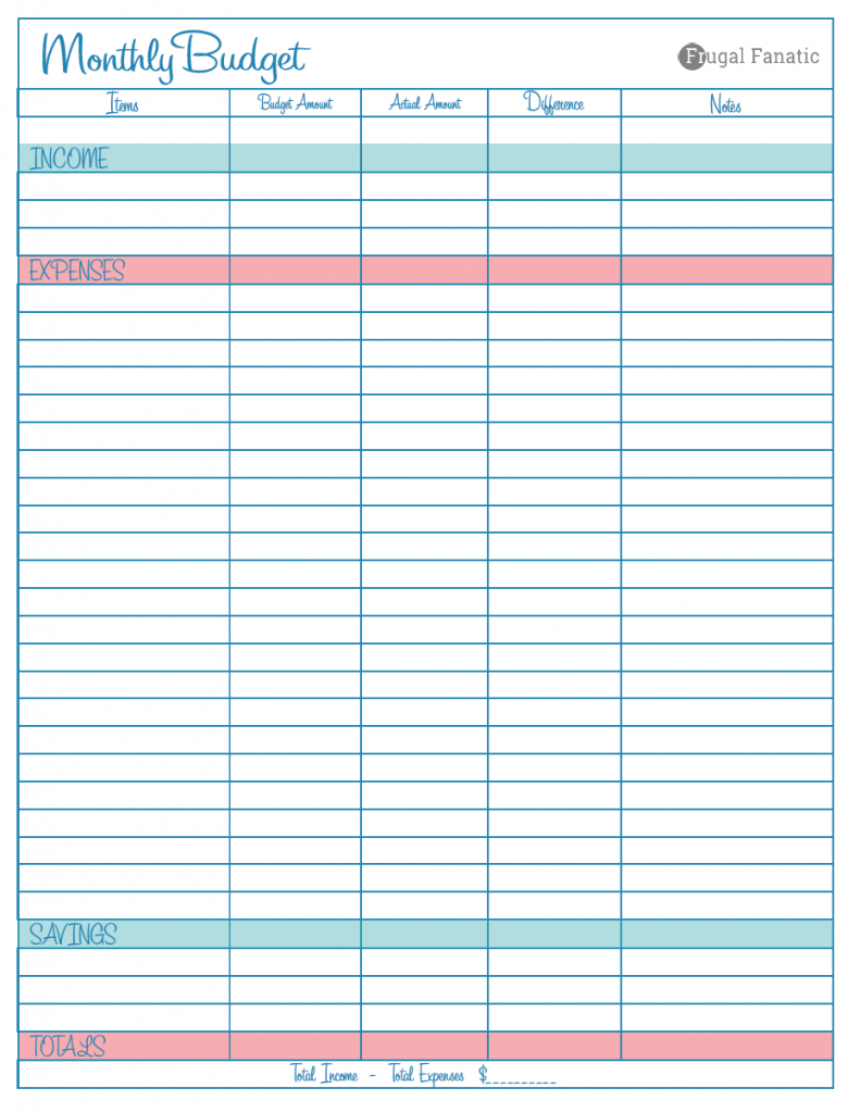 basic budget sheets