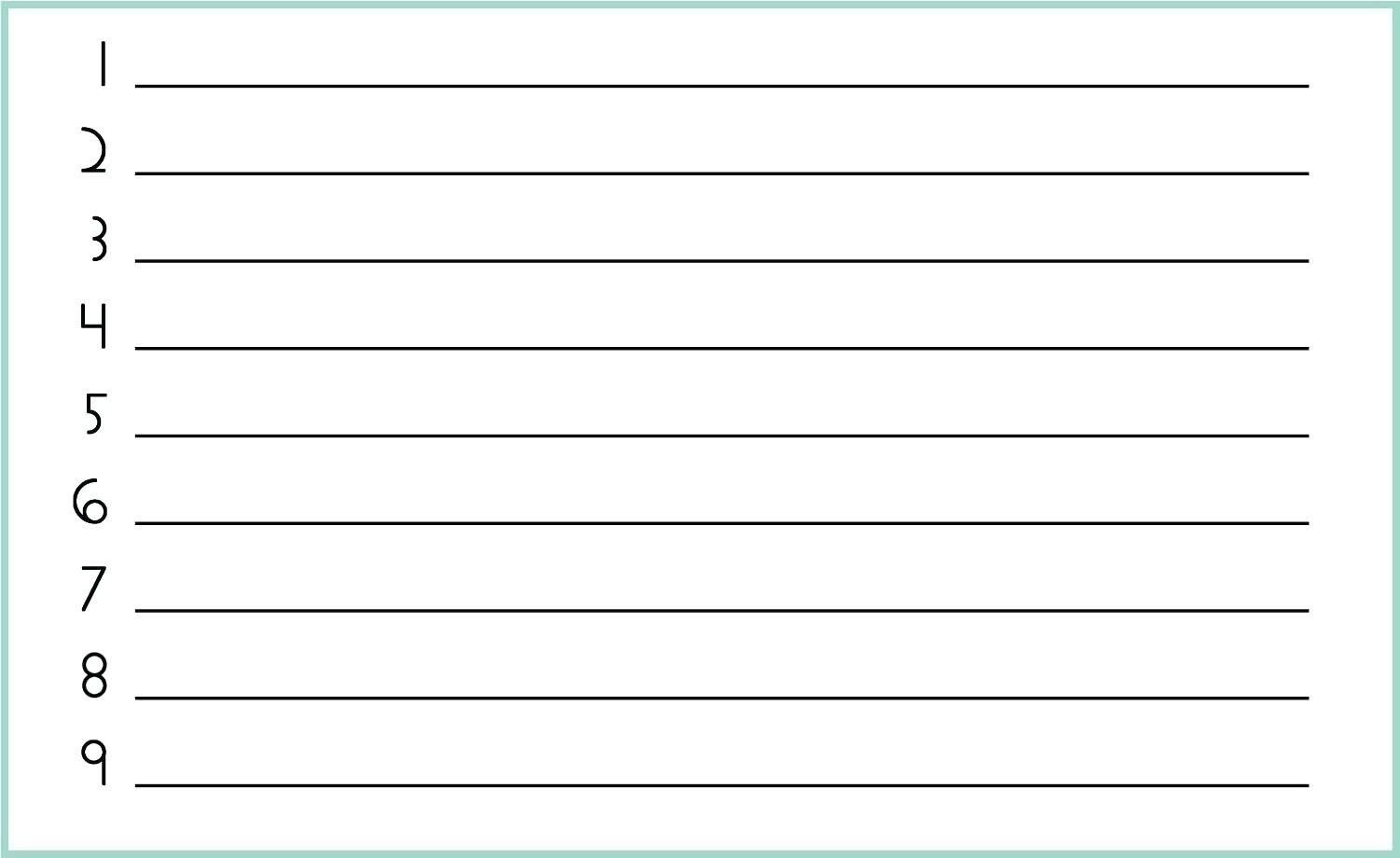 Numbered Lines Template