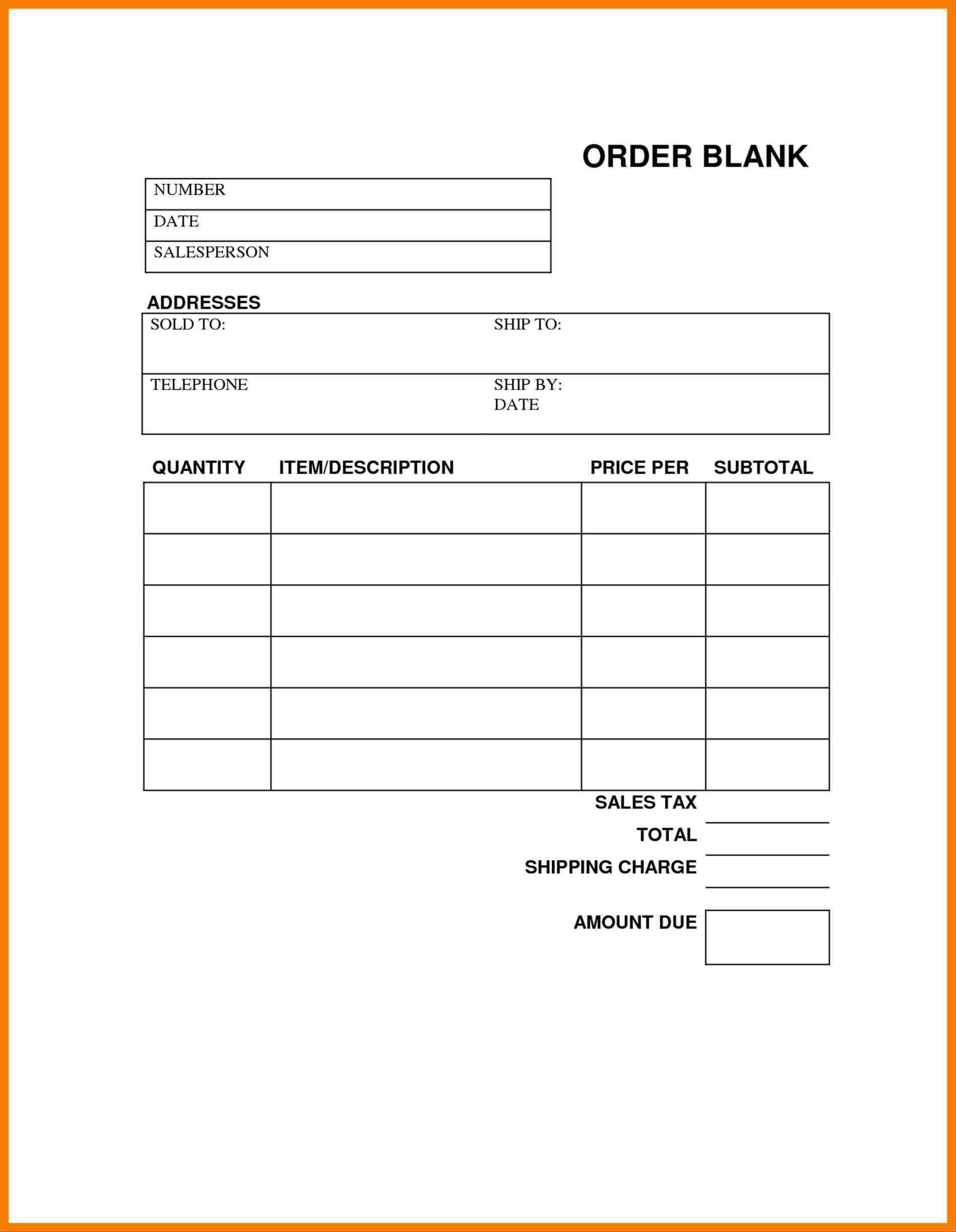 Blank Order Forms Templates Free | Free Tamplate | Order Form - Free Printable Blank Receipt Form